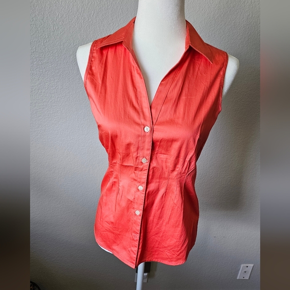 Button up Work Wear, Business casual coral tank top | banana Republic, NWT - Picture 2 of 12